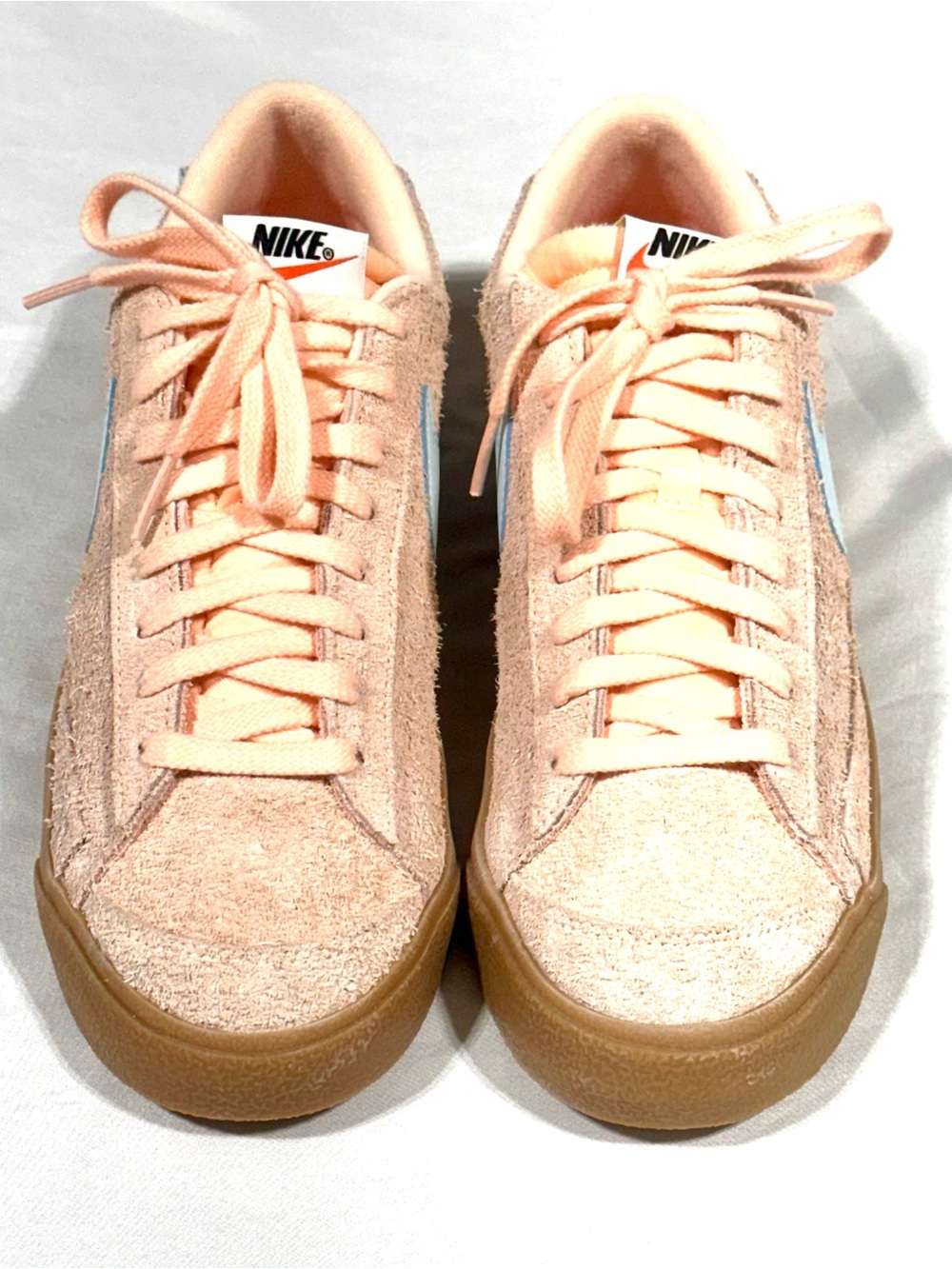 Nike Blazer Low Platform Suede Sneakers Peach & Blue Gum Sole Women’s 10 - Picture 4 of 15